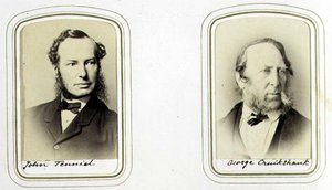 Portraits de Sir John Tenniel (1820-1914) et George Cruikshank (1792-1878) vers 1860