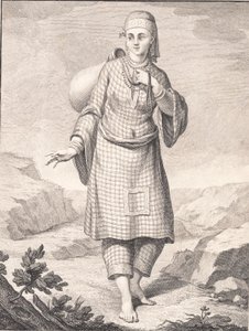 Une femme arabe puisant de l