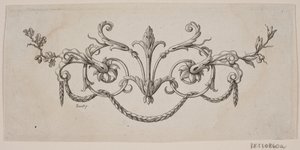 Une feuille et une guirlande de fleurs - J.F. Clemens