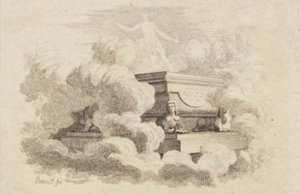 Dans les nuages repose un sarcophage sur quatre sphinx - J.F. Clemens