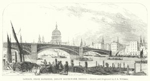 Londres, depuis Bankside, en dessous du pont de Southwark - J.L. (after) Williams