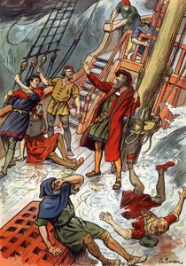 Vasco de Gama ici pendant une tempête au Cap de Bonne-Espérance en Afrique du Sud - J.L Beuzon (fl.1880 1940)