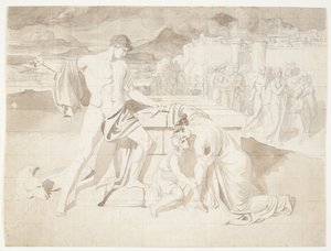 Andromaque et son fils Astyanax avec Pyrrhus au sarcophage d