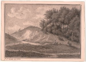 Terrain vallonné avec carrière de gravier et arbres - J.P. Møller