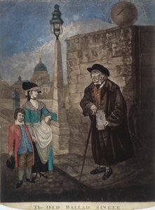 Vieux chanteur de ballades debout à un coin de rue, vers 1780 - JR Smith