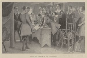 Signature du pacte sur le "Mayflower"