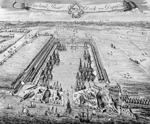 Howland Great Dock, près de Deptford, vers 1715-20 - J. Badslade