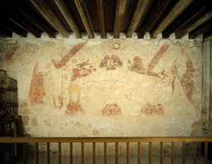 Une fresque du XVe siècle sur le mur est de la chambre peinte à l