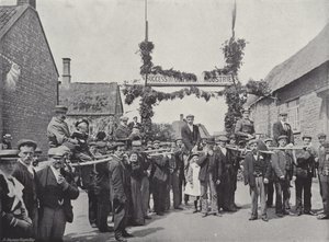 Foire du mât de Corby, chaises et poteaux pour les visiteurs - J. Benjamin Stone