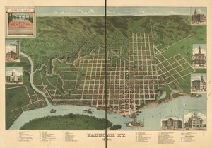 Vue aérienne de Paducah, Kentucky 1889. - J. Blanton; Krebs Lithographing Company Postlethwaite