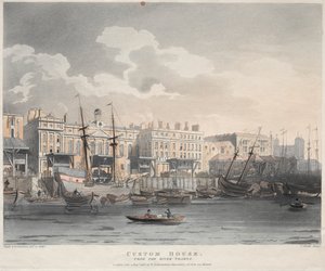 Douane, depuis la rivière Thames, 1808