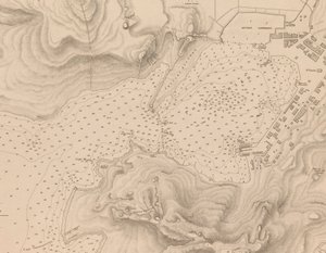 Grèce, le Pirée ou Port Drako relevé par le Commandant Thomas Graves, H.M.S. Beacon 1840 (détail)