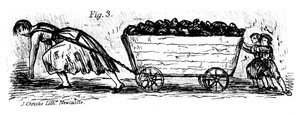 Femme et enfants pousseurs de charbon, Mid et East Lothian, Écosse, 1848
