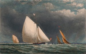 La Régate, Yachts contournant la bouée de drapeau, XIXe siècle