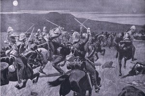 Charge au clair de lune des 19e Hussards près de Steenkampberg, illustration de 