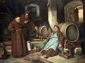 Moines dans une cave, 1873 - J. Haier