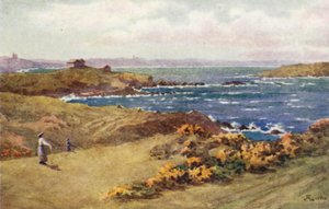 Le parcours de golf entre St Lunaire et St Briac, St Cast au loin - J. Hardwicke Lewis