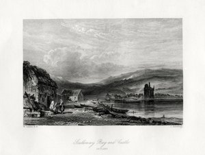 Baie et château de Scalloway, Zetland, 19e siècle - J. Horsburgh