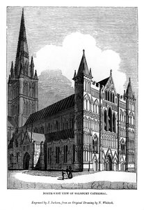 Vue nord-ouest de la cathédrale de Salisbury, 1843