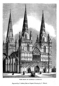 Façade ouest de la cathédrale de Lichfield, 1843