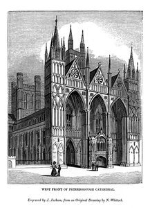 Façade ouest de la cathédrale de Peterborough, 1843 - J. Jackson