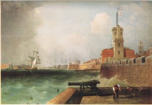 Entrée du port de Portsmouth 1846 - J. Lynn