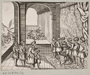 Illustration pour Adam Olearius, "Persianischer Rosenthal von einem Sinnreichen Poeten Schich Saadi [...]", Schleswig 1660 - J. Muller