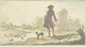 Homme avec chien près de l