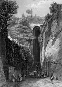 La Grotte de Posillipo près de Naples, Italie, 19e siècle - J. Poppel