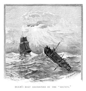 Le bateau du capitaine Bligh abandonné par le Bounty, 1789, 1886