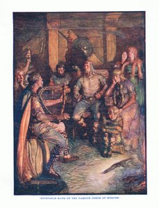 Les ménestrels chantaient les hauts faits des héros, de la littérature anglaise publiée par T C & EC Jack, vers 1920