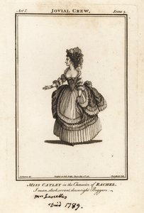 Miss Ann Catley dans le rôle de Rachel dans The Jovial Crew de Richard Brome, Covent Garden Theatre