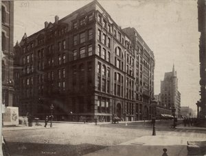 Le coin sud-est des rues Dearborn et Monroe, Chicago, 1890
