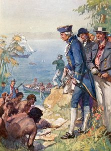 Le capitaine Cook à terre à Tahiti, 1769