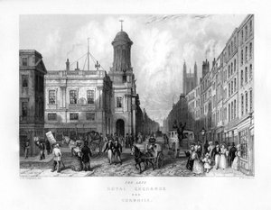 Le défunt Royal Exchange et Cornhill, Londres, 19ème siècle - J. Woods