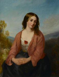 Jeune femme en robe rose, milieu du XIXe siècle