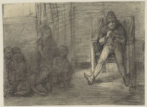 Homme racontant une histoire à des enfants - Jac van Looij