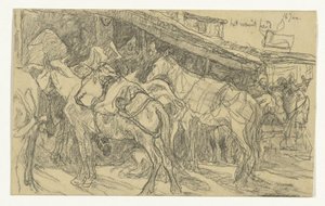Mulets et ânes sur la Grande Place de Tanger - Jac van Looij