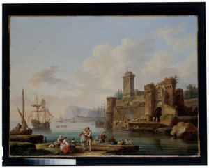 Une scène de port - Jacob Philippe Hackert