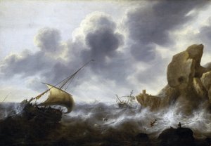 Un bateau de pêche pris dans une tempête près d