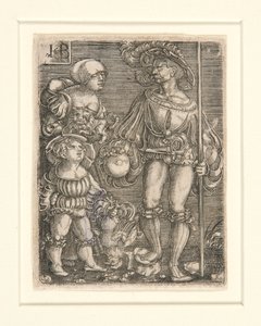 Soldat de pied avec femme et enfant