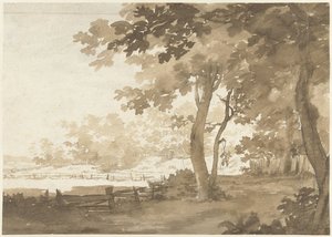 Paysage avec un chemin sous les arbres - Jacob  Cats