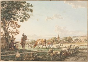 Paysage pastoral avec village