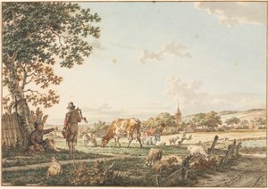 Paysage pastoral avec village, 1799