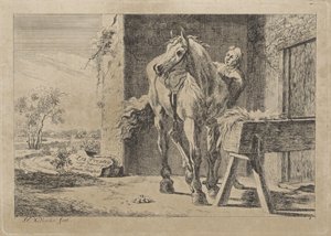Figure avec un cheval près d