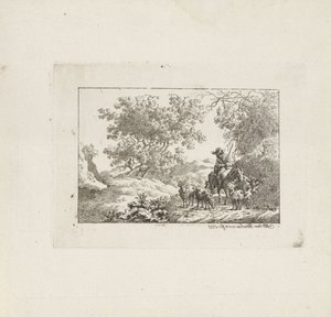 Berger à cheval avec troupeau