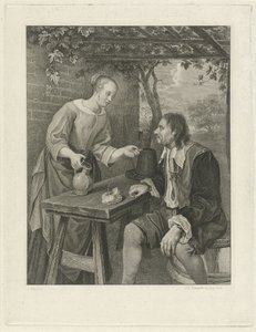 Jeune femme offrant un verre de vin à un homme