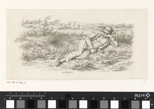 Homme allongé dans un paysage - Jacob Ernst Marcus