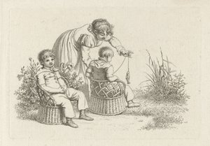 Femme avec deux enfants sur des chaises - Jacob Ernst Marcus