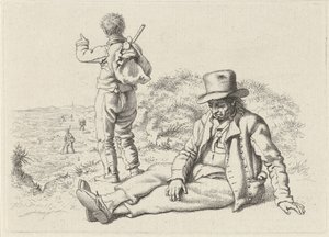 Homme assis et homme debout sur une plage (Etudes gravées) - Jacob Ernst Marcus